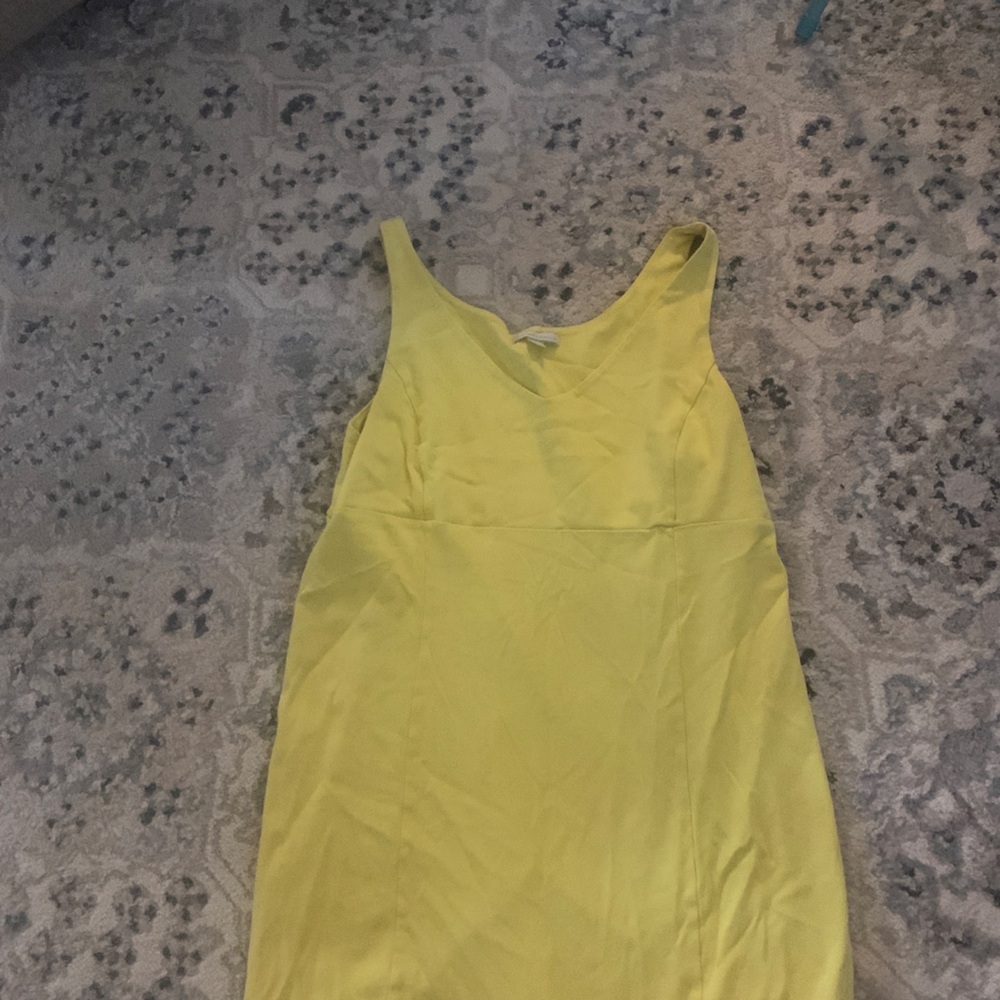 New York & Company yellow tank fitted dress XL